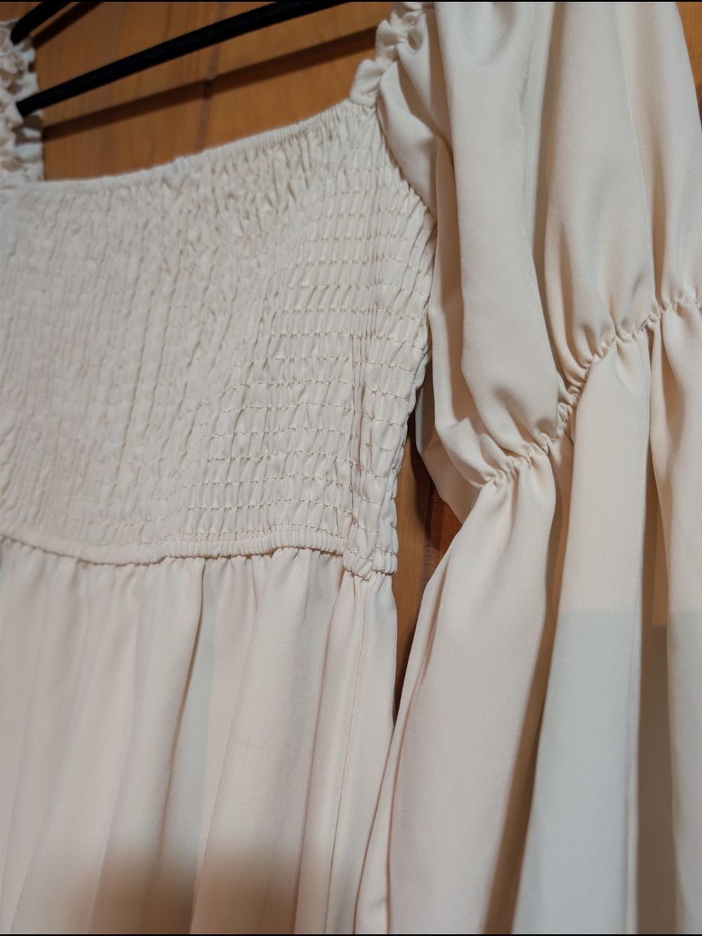 Women's Cream Smocked Square-Neck Dress - Picture 6 of 7